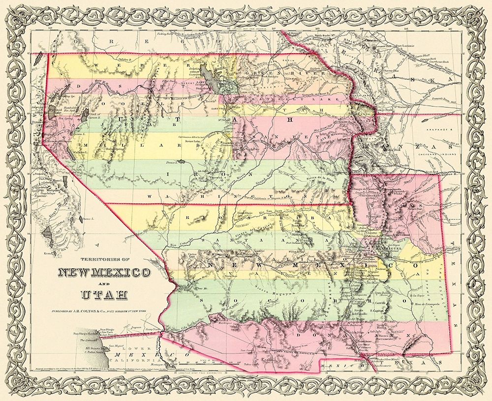 New Mexico, Utah Territories - Colton 1856