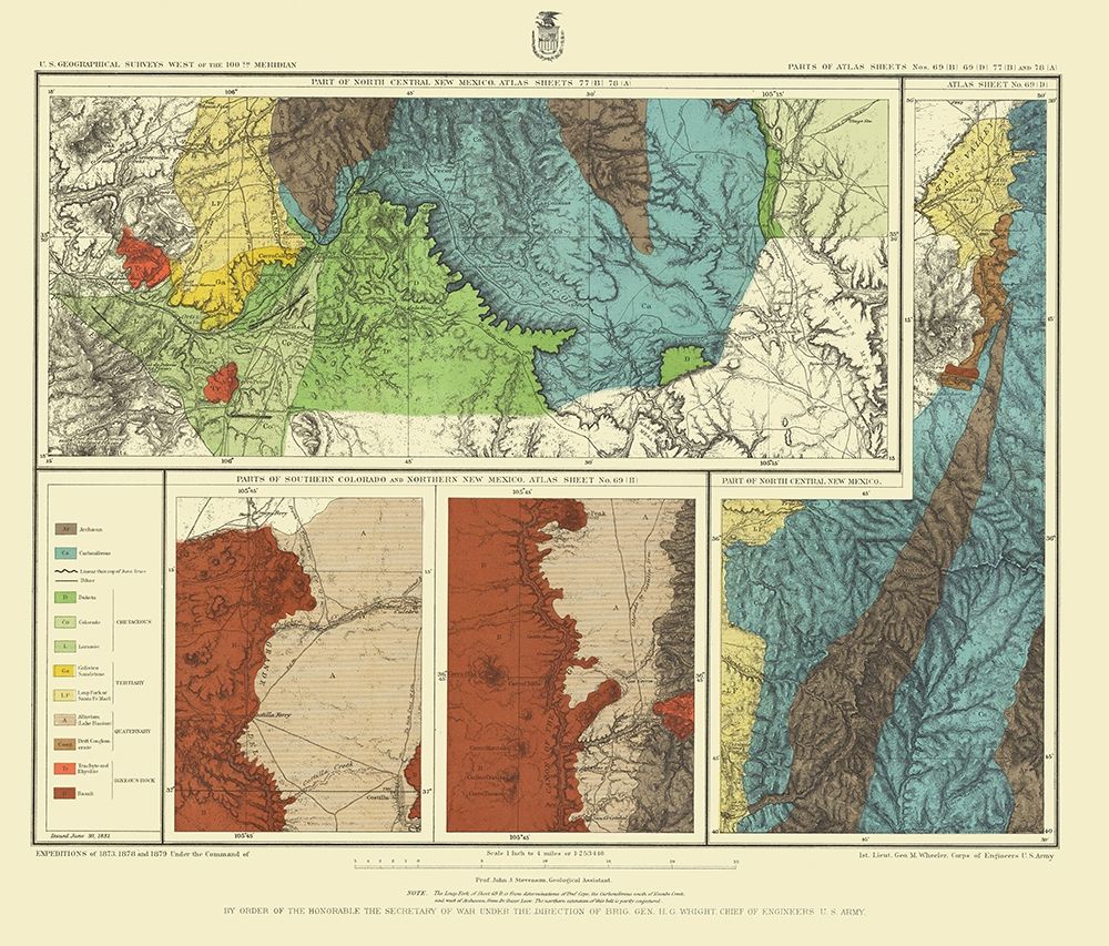 New Mexico Colorado Sheet - US Army 1886