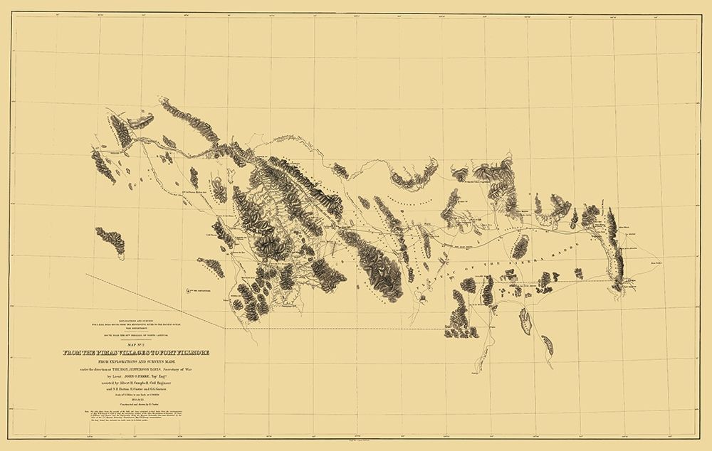Pimas Villages to Fort Fillmore Route - Parke 1855
