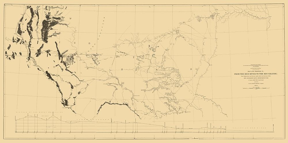 Red River, Rio Grande Railroad Route - Davis 1846