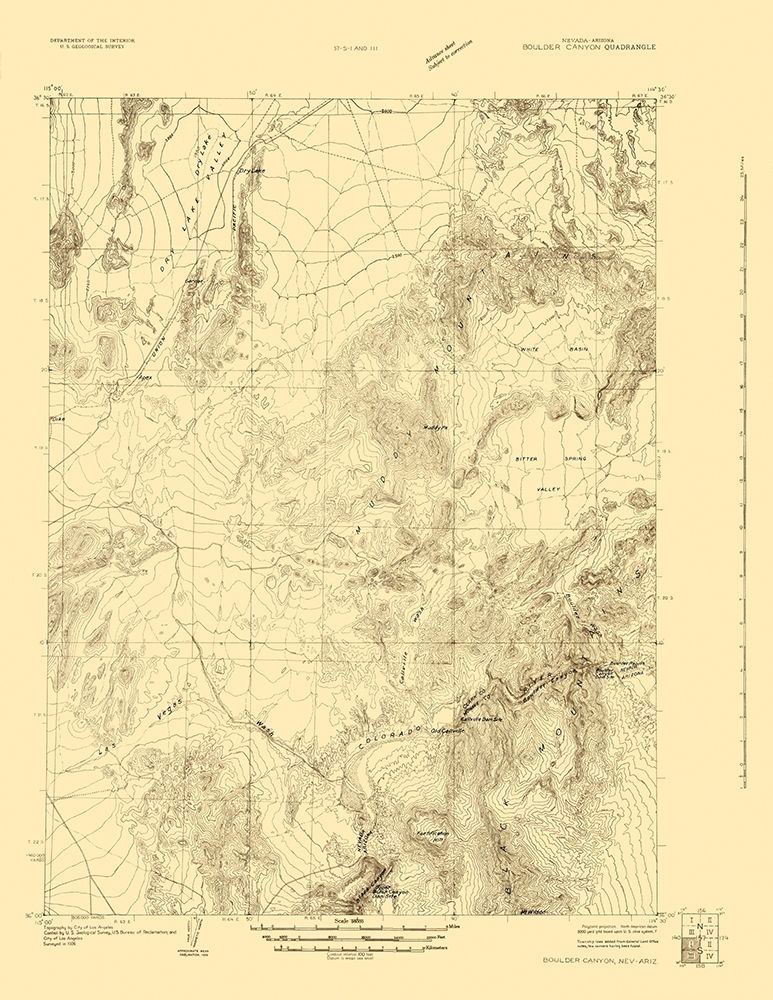 Boulder Canyon Nevada Arizona Quad - USGS 1926