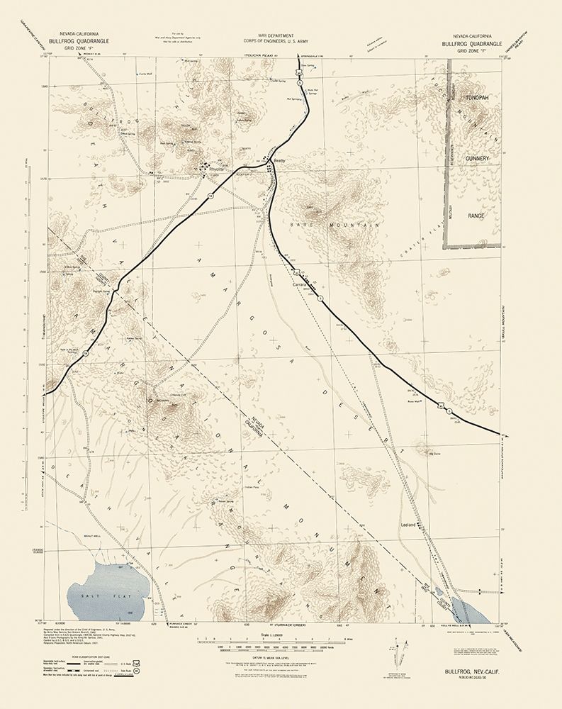 Bullfrog Nevada California Quad - USGS 1942