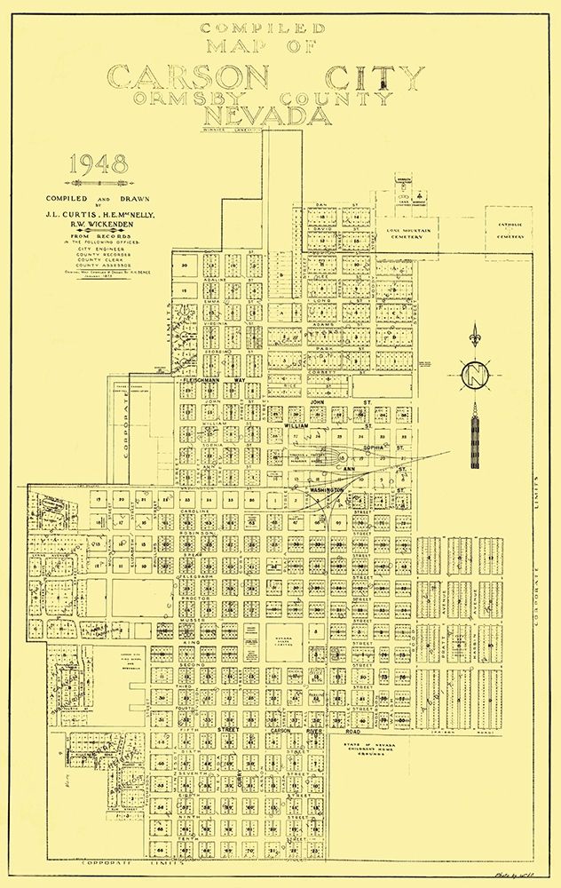 Carson City Nevada Plat - Curtis 1948