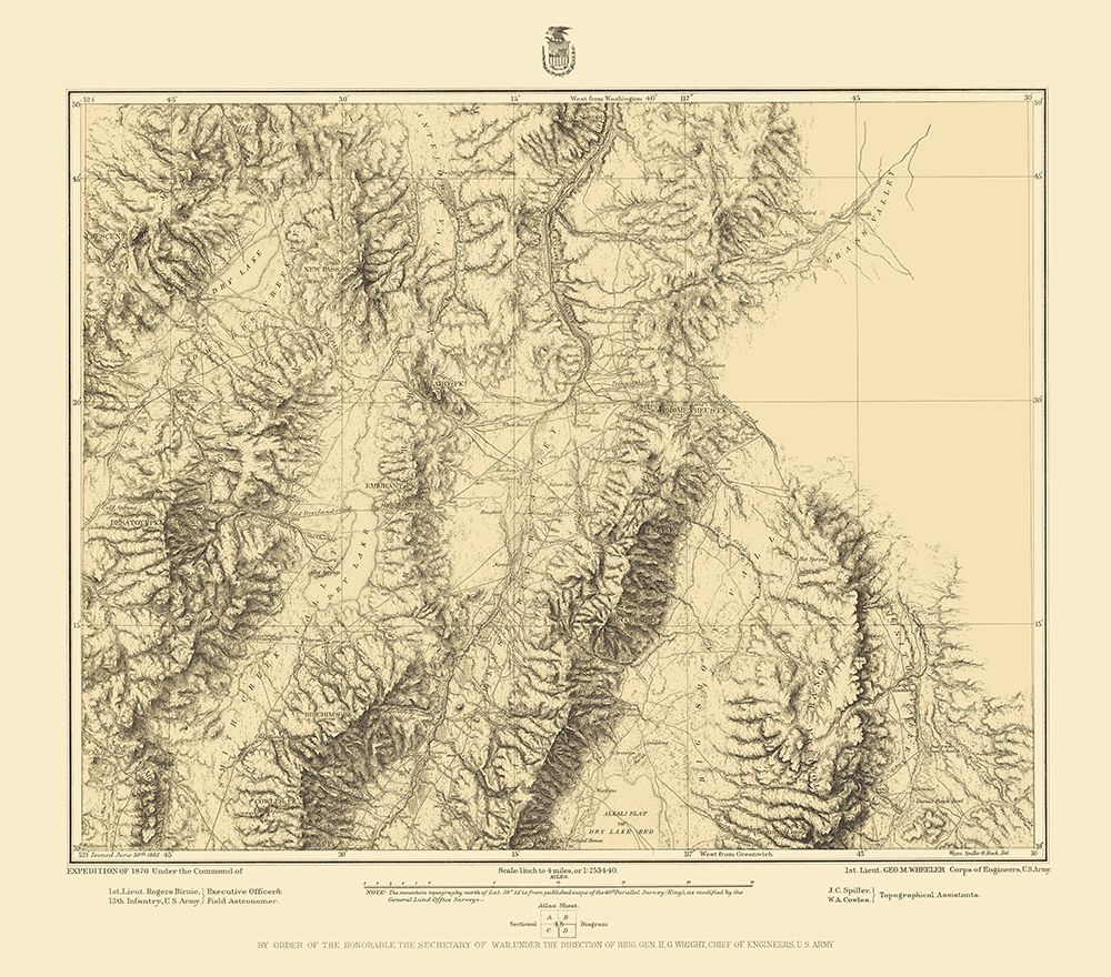 Central Nevada Geographical Sheet - US Army 1882