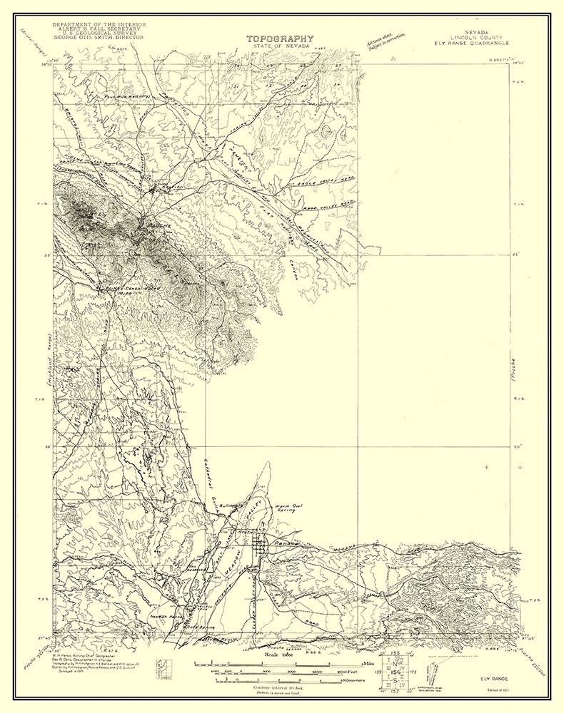 Ely Range Nevada Quad - USGS 1921