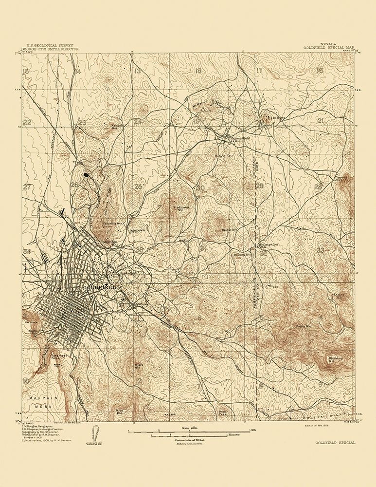 Goldfield Special Nevada Quad - USGS 1909
