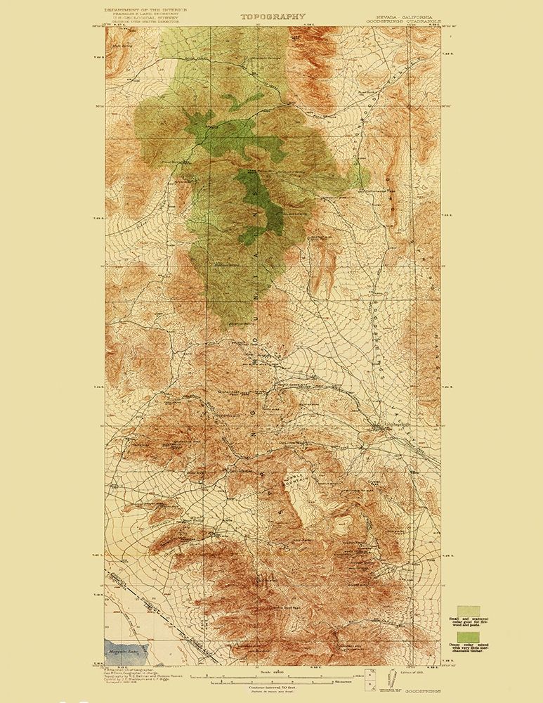 Goodsprings California Nevada Quad - USGS 1919