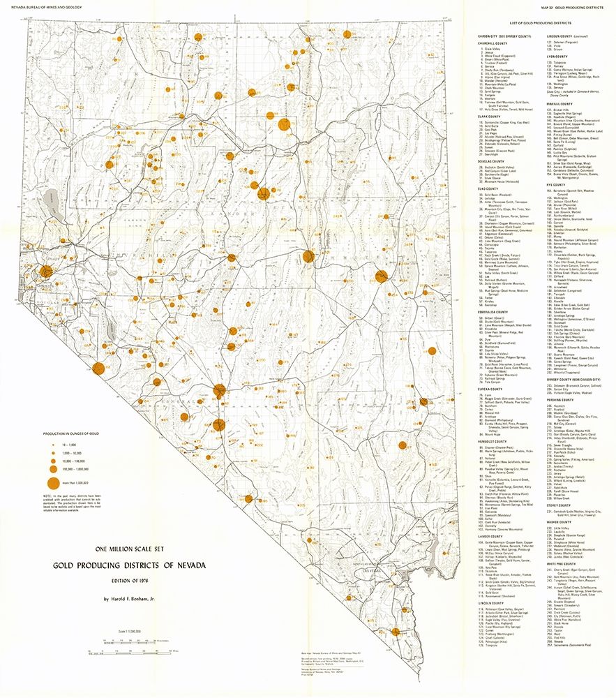 Gold Producing Districts Nevada Mines - Bonham
