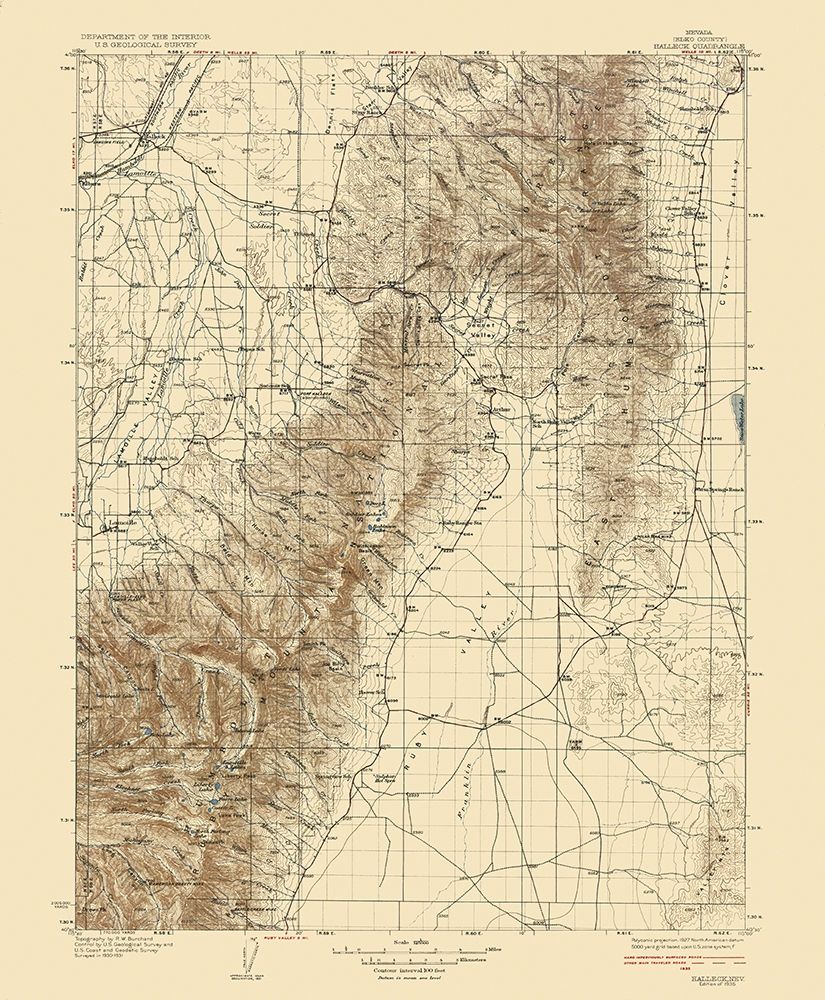 Halleck Nevada Quad - USGS 1935