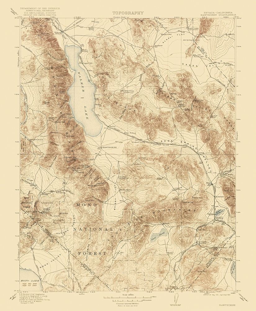 Hawthorne California Nevada Quad - USGS 1911