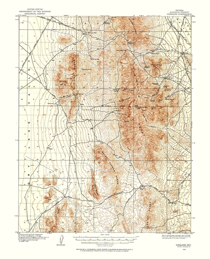 Highland Nevada Quad - USGS 1913