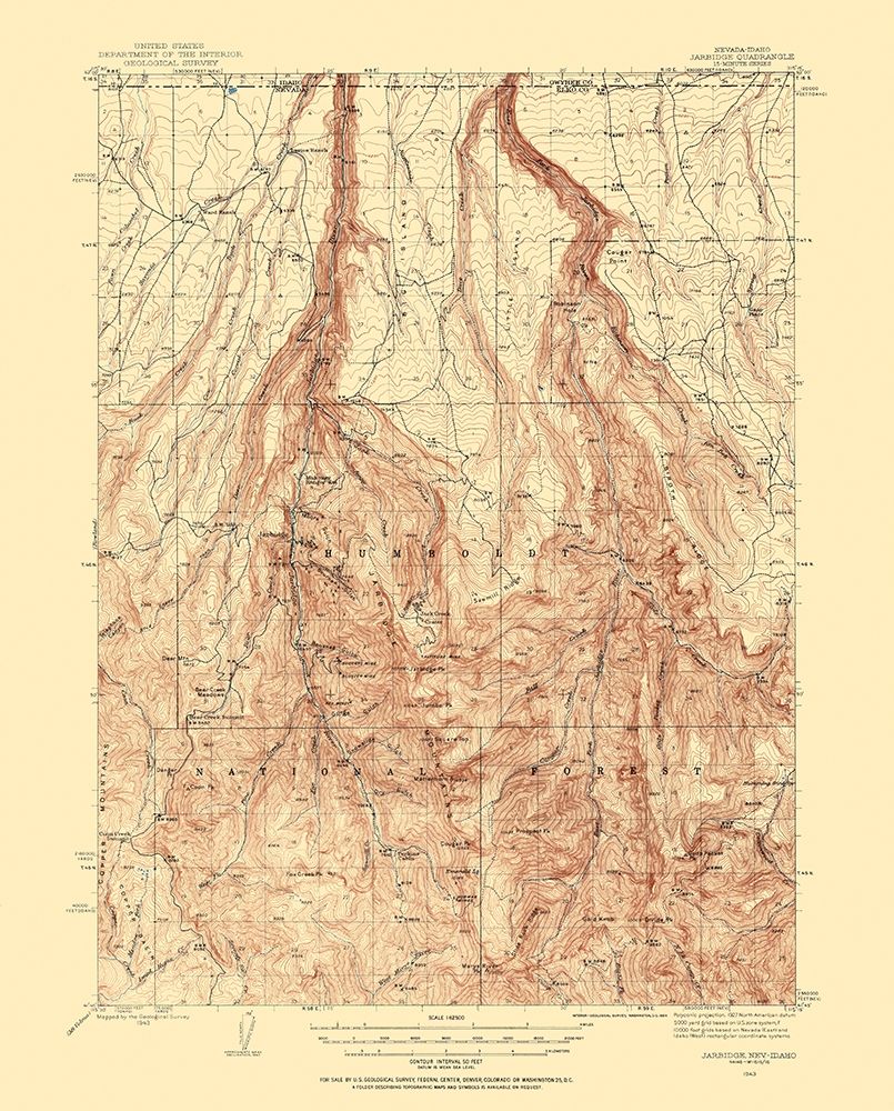 Jarbidge Nevada Idaho Quad - USGS 1943
