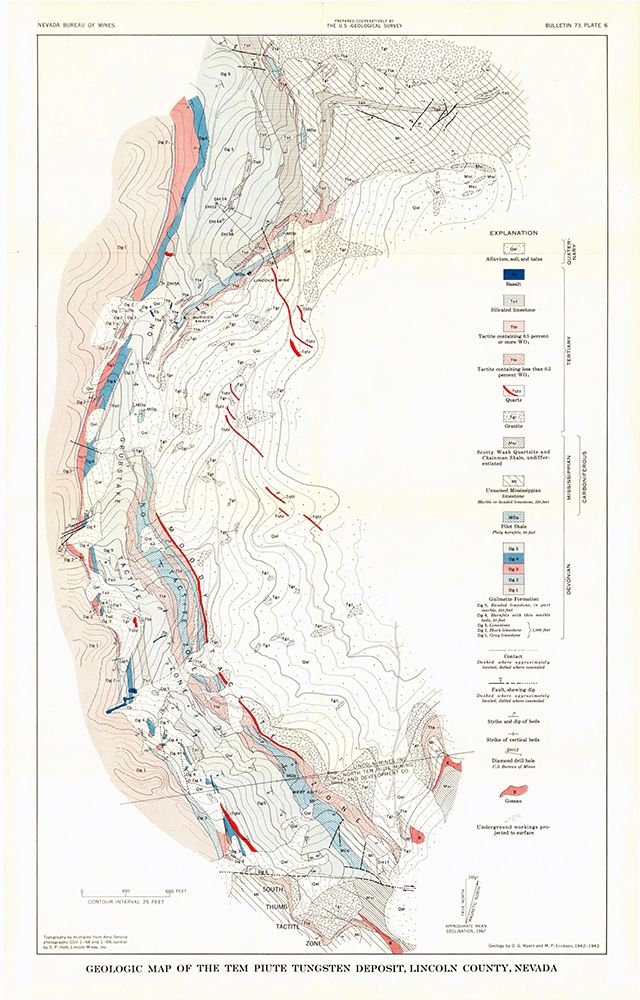 Lincoln County Tungsten Nevada Mines - USGS 1942