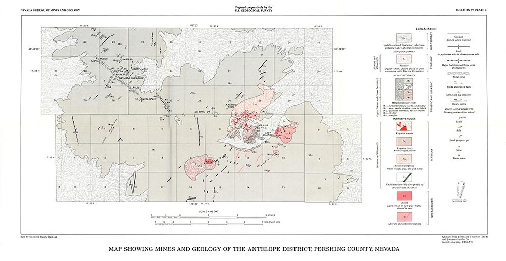 Antelope District Pershing County NV Mines