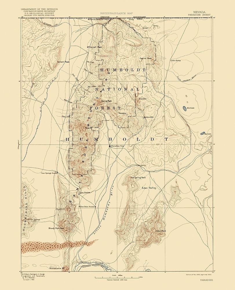 Paradise Nevada Sheet - USGS 1893
