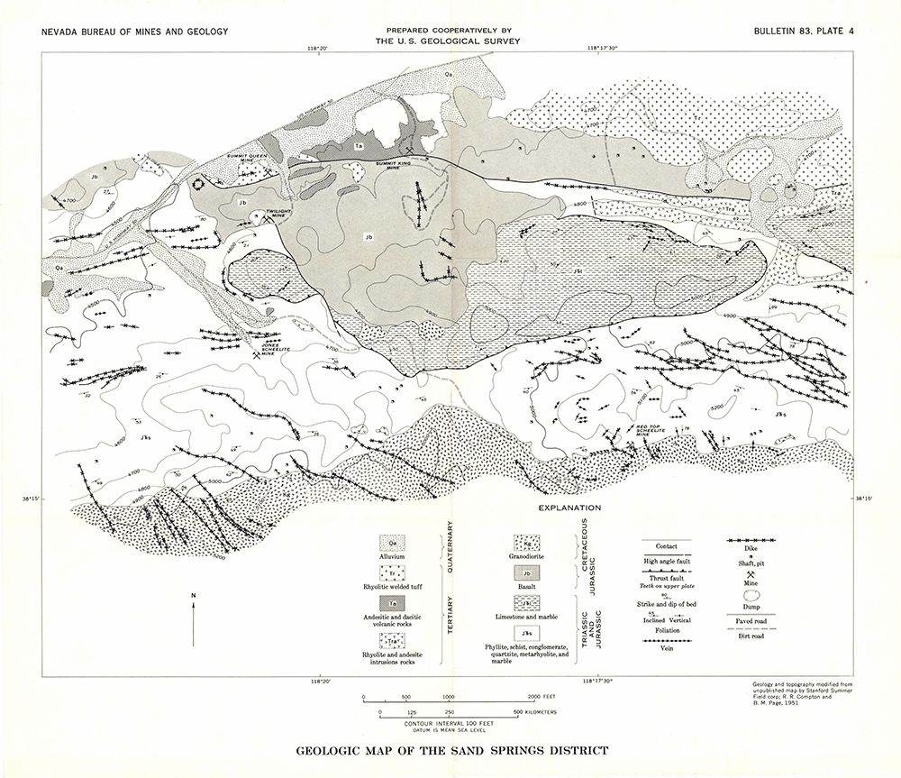 Sand Springs District Nevada Mines - USGS 1951