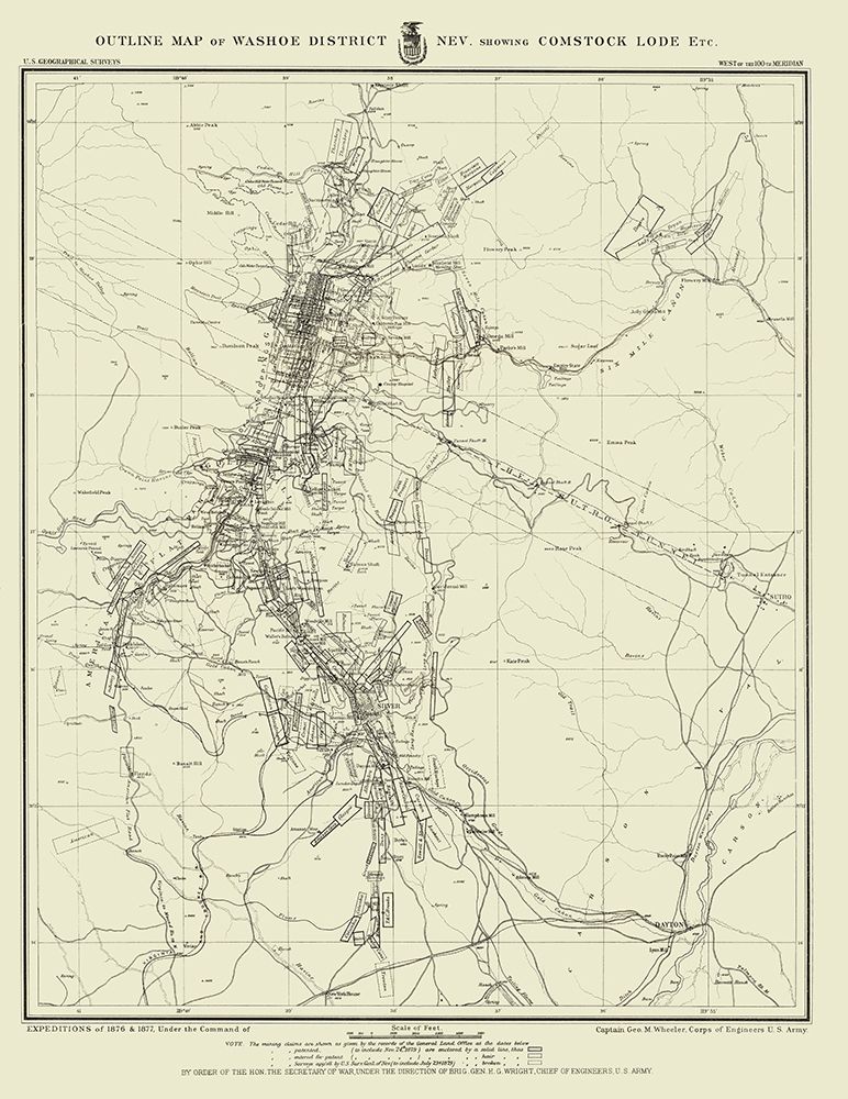 Washoe District showing Comstock Lode Nevada