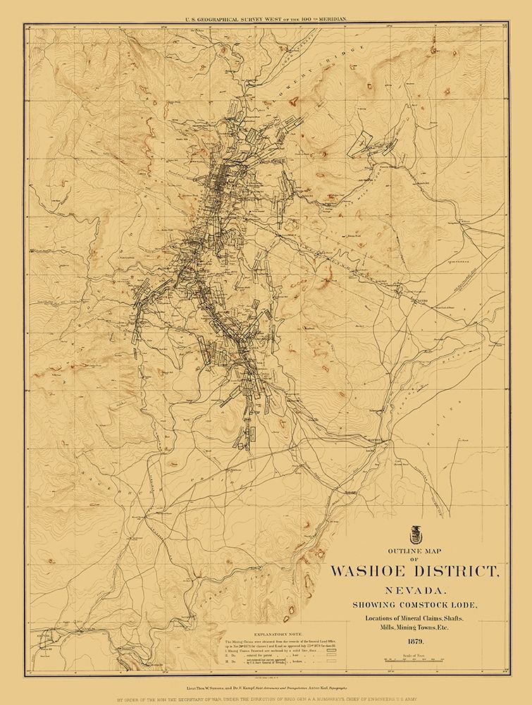 Washoe District Outline Comstock Lode Nevada