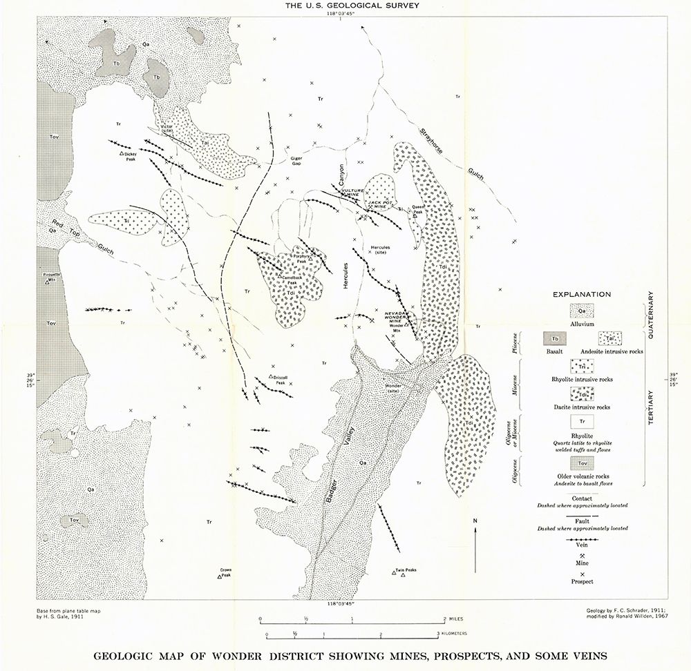 Wonder District Mines Prospects Veins NV
