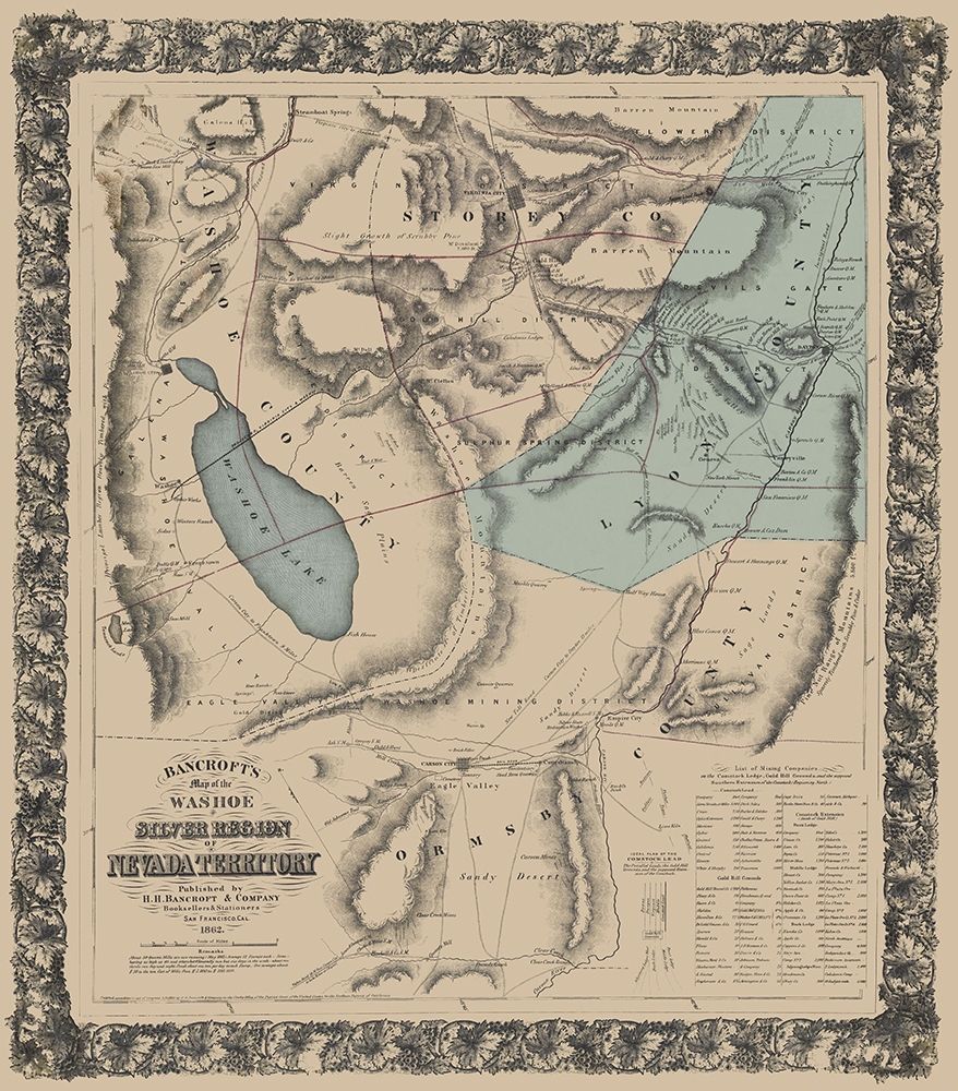 Washoe Silver Region Nevada - Bancroft 1862