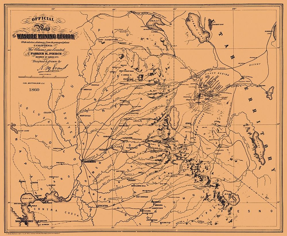 Washoe Mining Region California - Pierce 1860