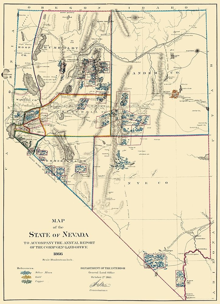 Mining Nevada - General Land Office 1866