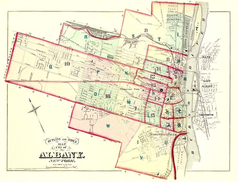 Albany New York Outline and Index - Hopkins 1876