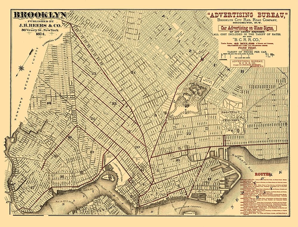 Brooklyn City Railroad Co - Beers 1874