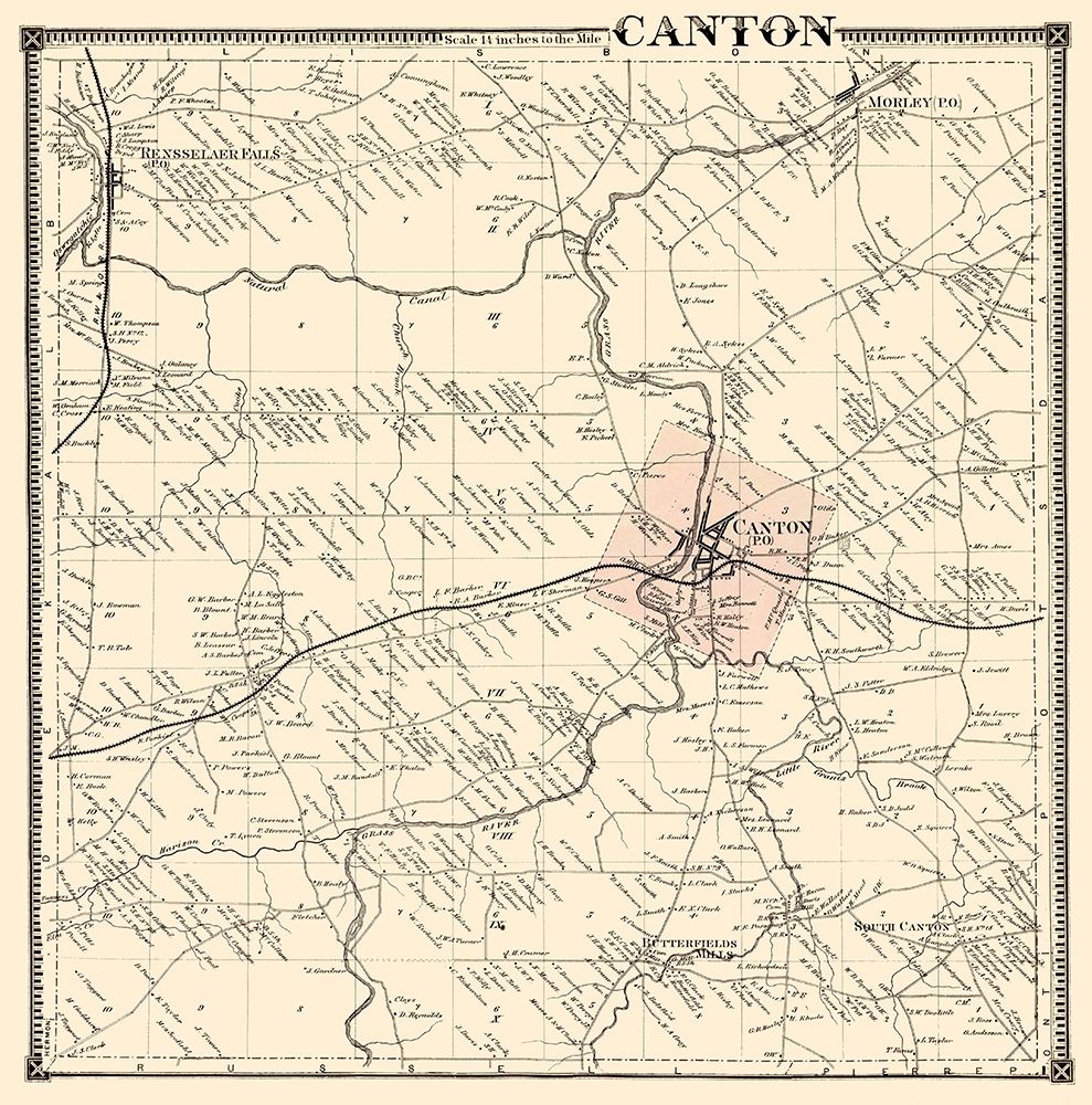Canton New York Landowner - Stone 1865