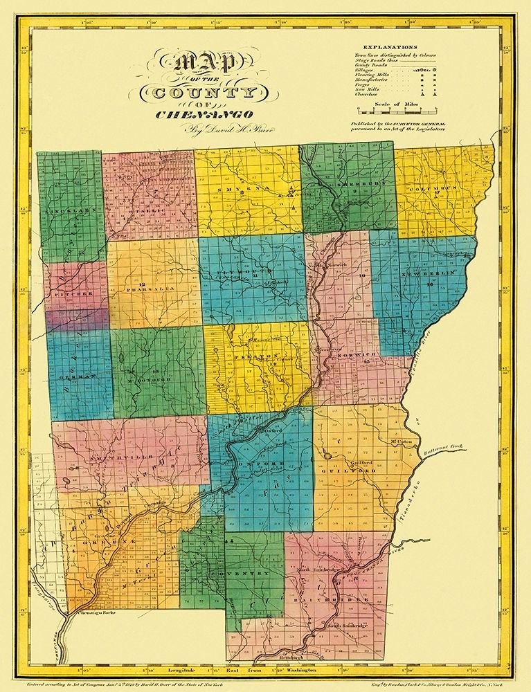Chenango New York Landowner - Burr 1829