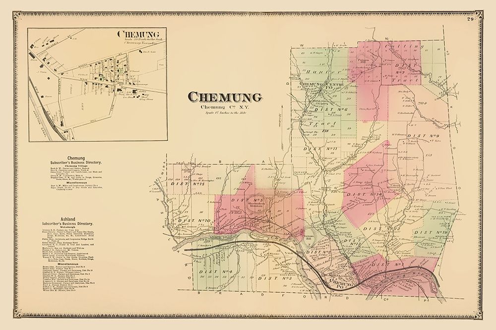 Chemung New York Landowner - Beers 1869