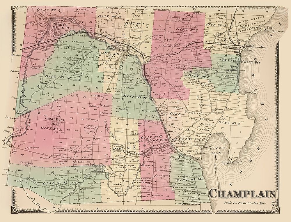 Champlain New York Landowner - Beers 1869
