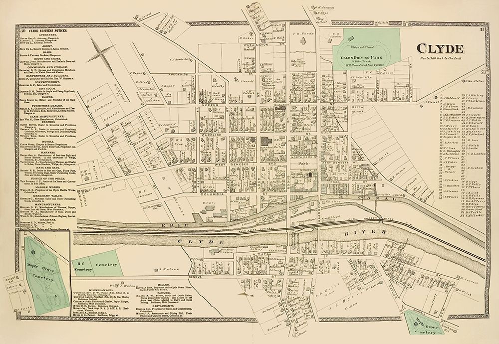 Clyde City New York Landowner - Beers 1874