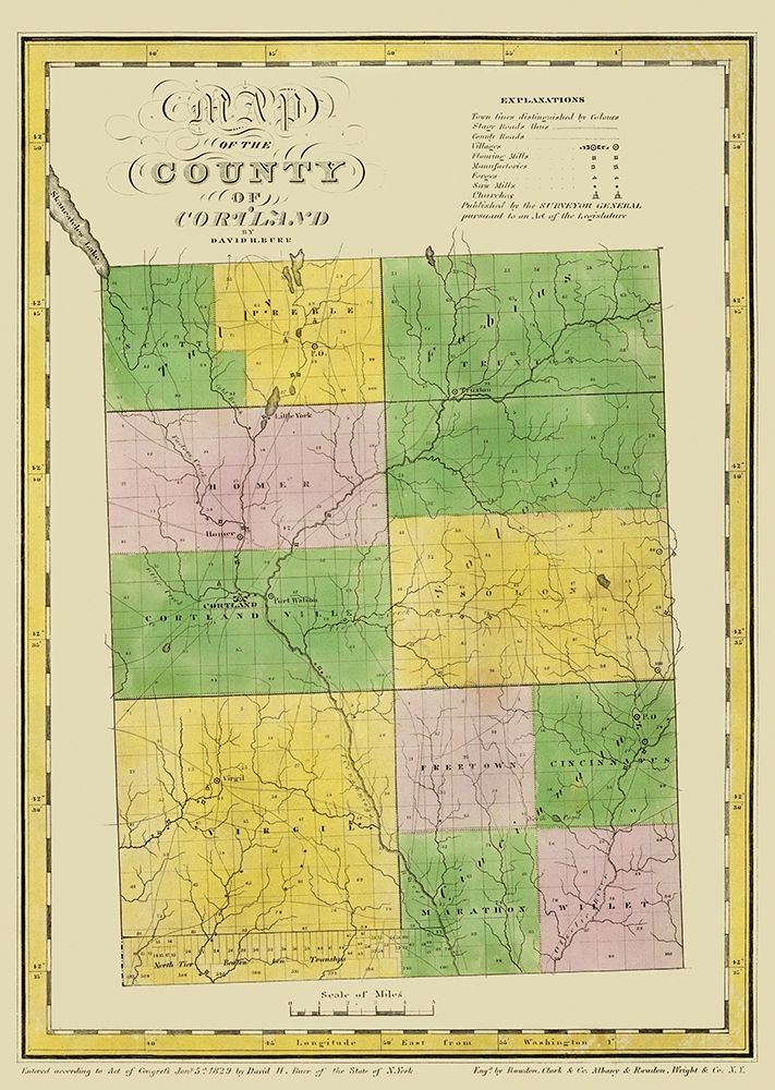 Cortland New York Landowner - Burr 1829