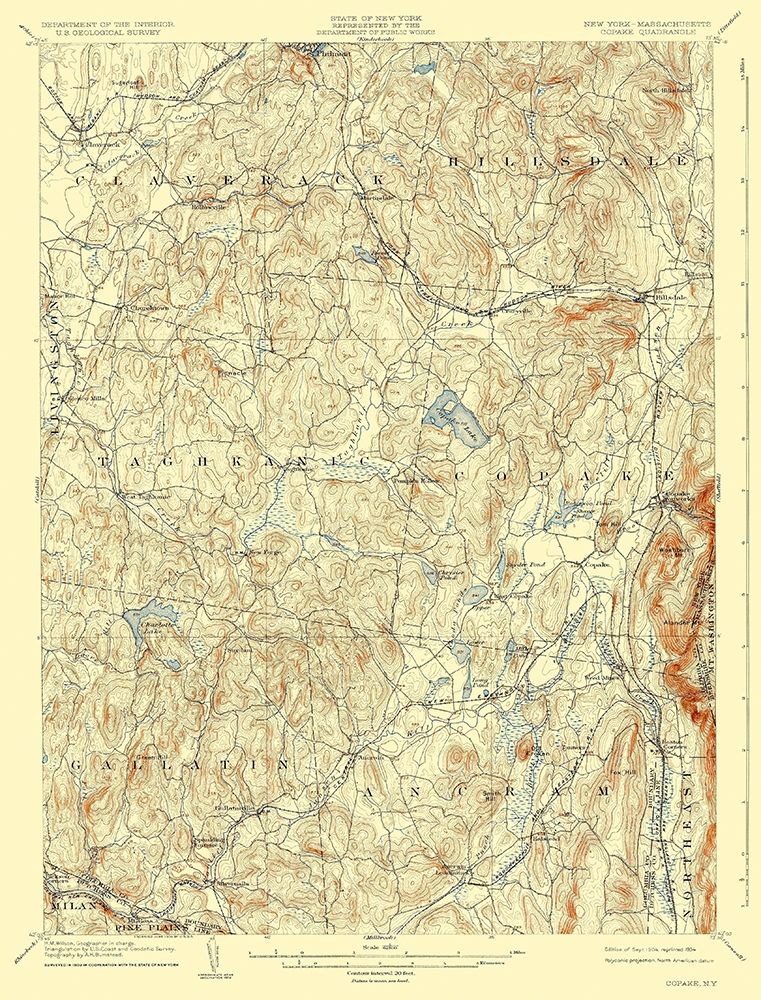 Copake New York Massachetts Quad - USGS 1904