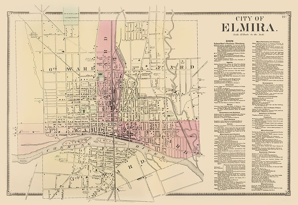 Elmira New York - Beers 1869