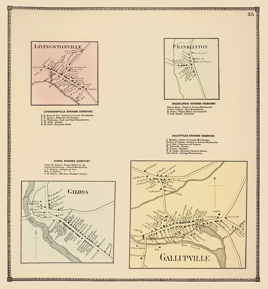 Gallupville New York Landowner - Beers 1866
