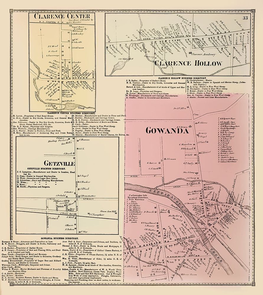 Gowanda New York Landowner - Stone 1866