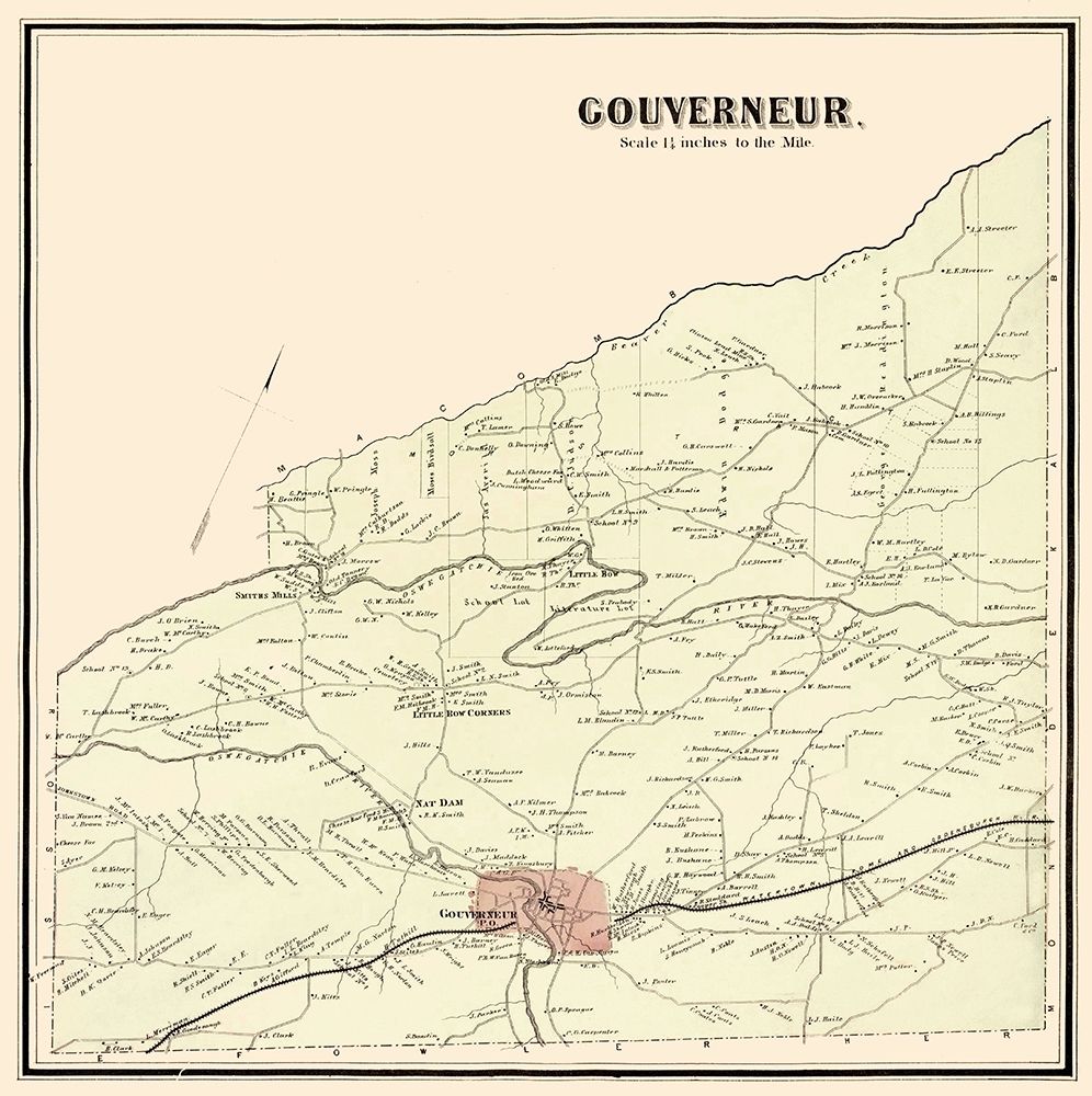 Gouverneur New York Landowner - Stone 1865