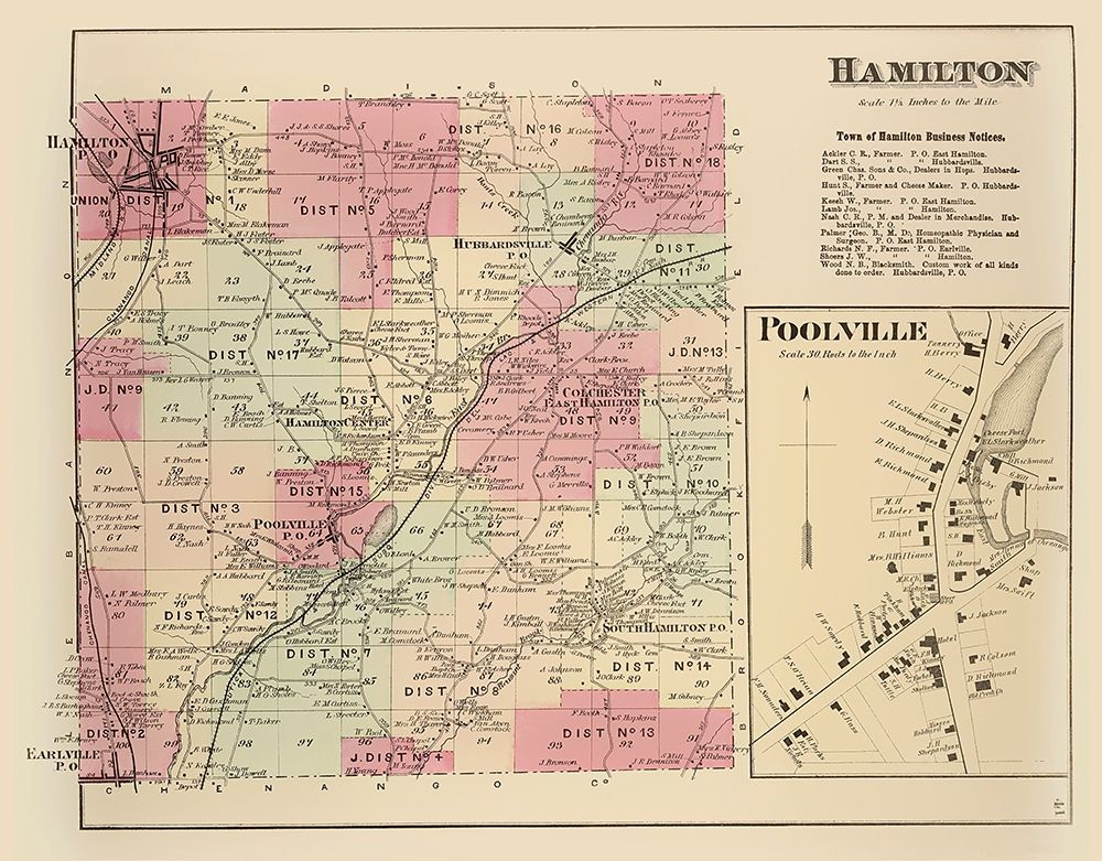 Hamilton New York Landowner - Whitman 1875