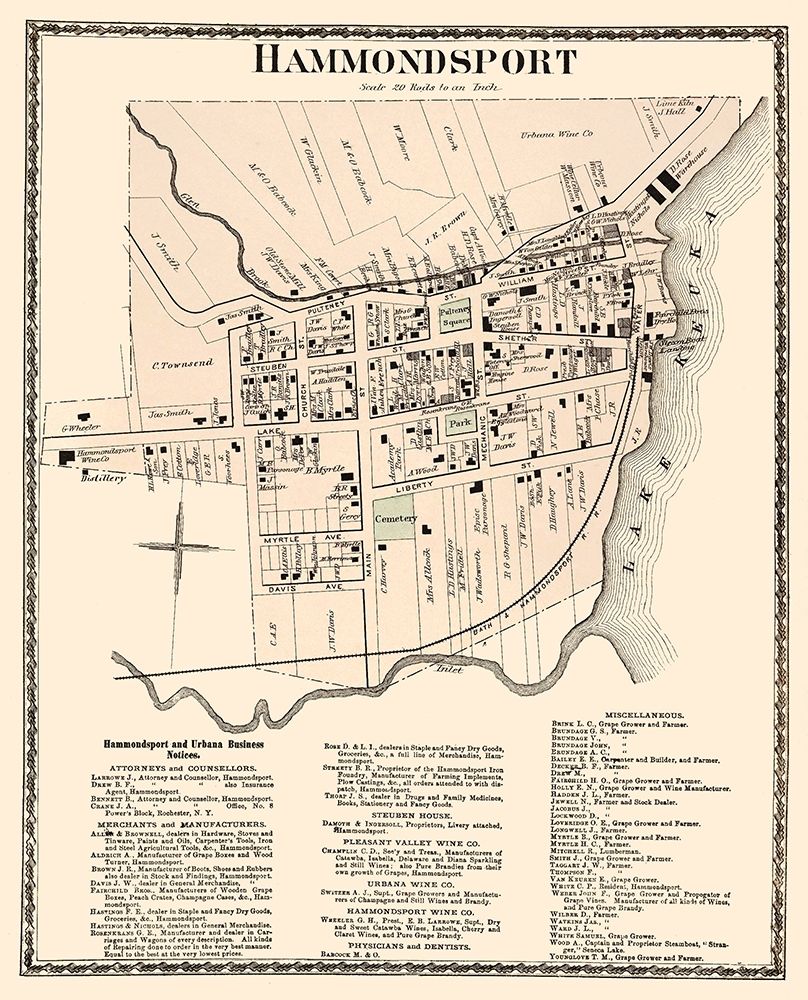 Hammondsport New York Landowner - Beers 1873