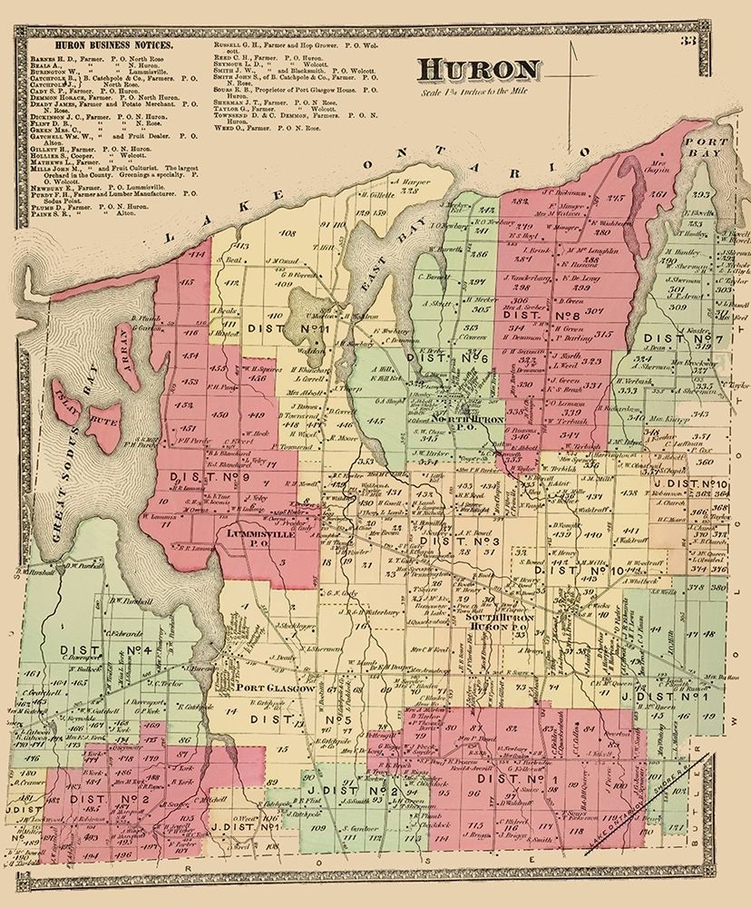 Huron New York Landowner - Beers 1874