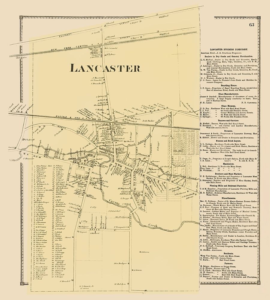 Lancaster New York Landowner - Stone 1869