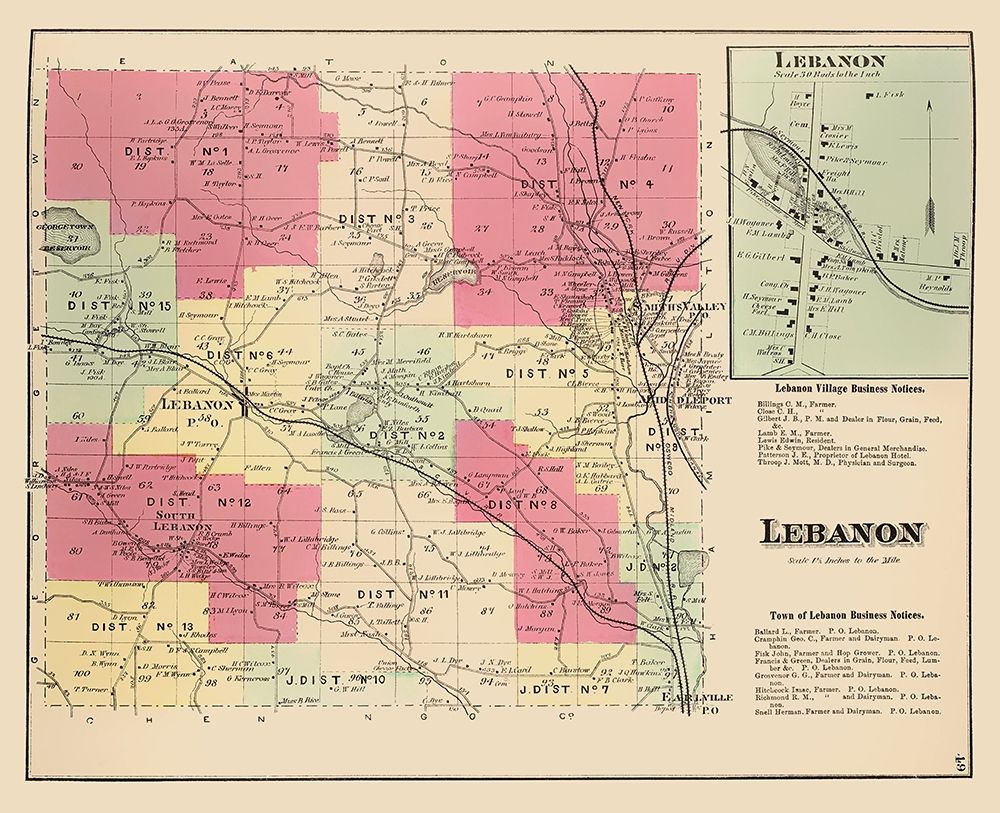 Lebanon New York Landowner - Whitman 1875