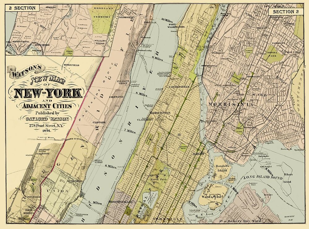New York, Adjacent Cities New York - Watson 1891