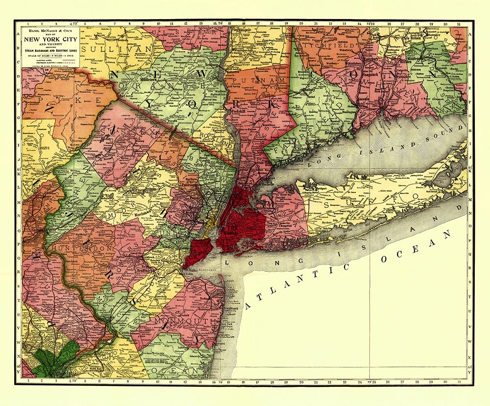 New York City Railroads - Rand McNally 1908