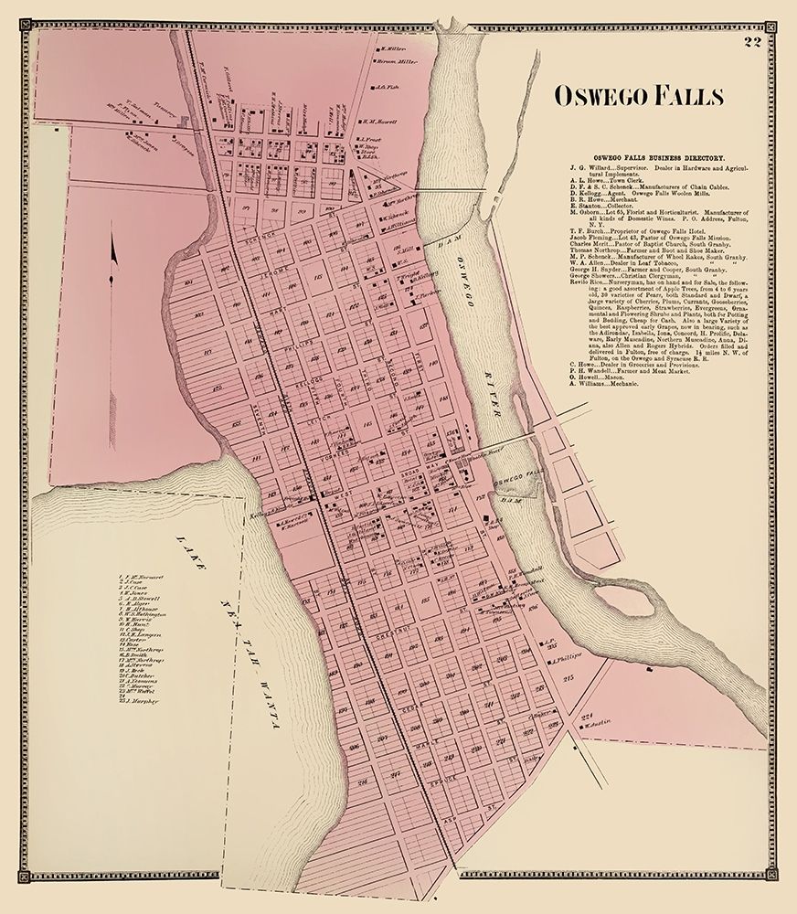 Oswego Falls New York Landowner - Stone 1867