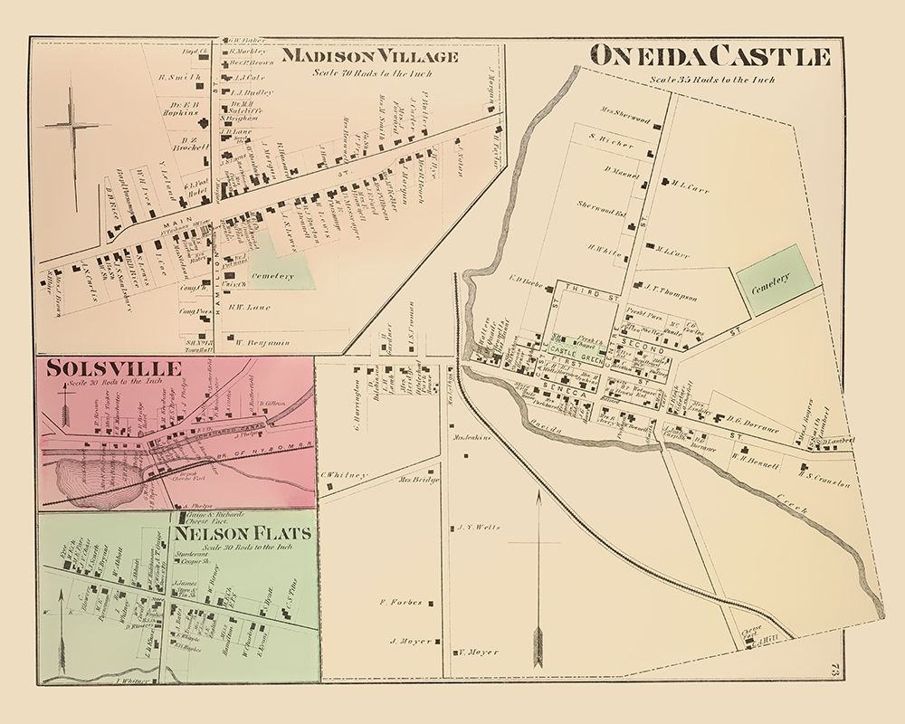 Oneida Castle New York Landowner - Whitman 1875
