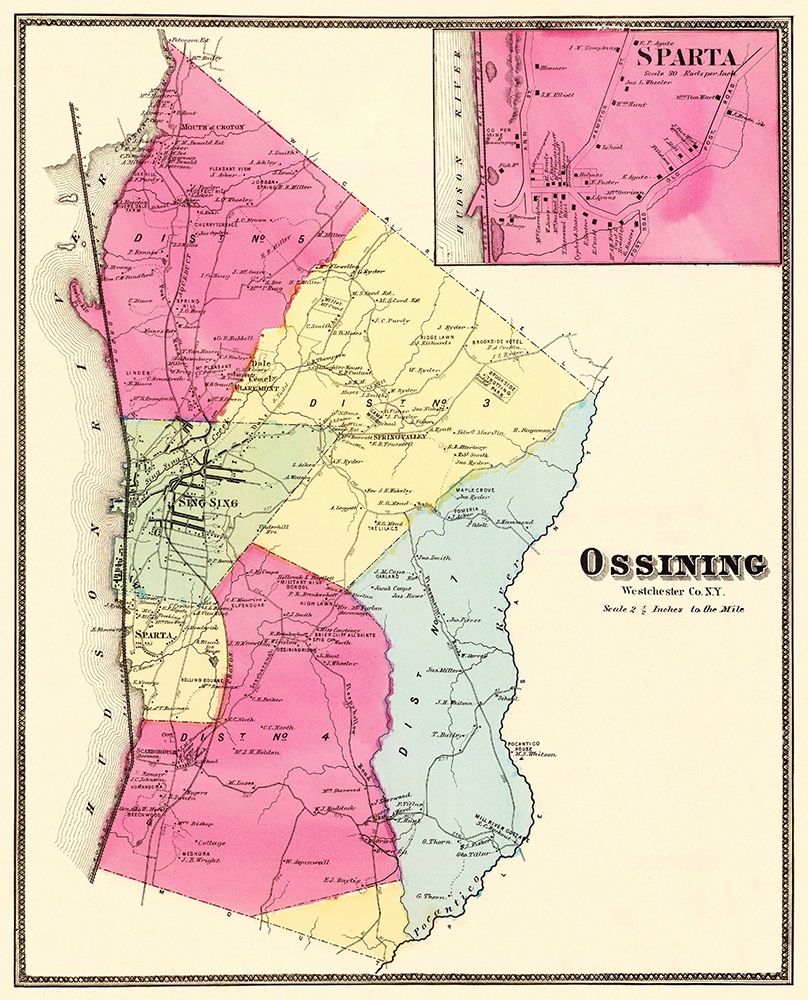 Ossining, Sparta New York Landowner - Beers 1868