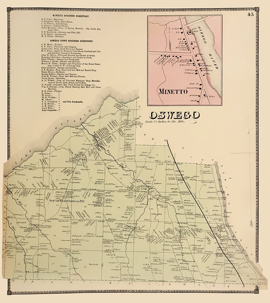 Oswego, Minetto New York Landowner - Stone 1866